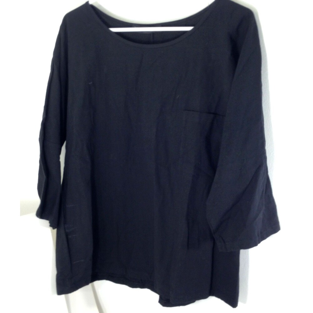 Zanzea Women's Round Neck Black Top Shirt Tunic Sz XXL New w/Tags